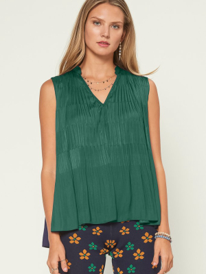 Pleated Sleeveless Top