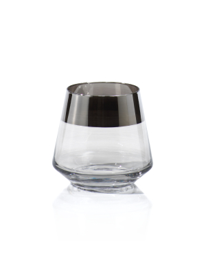 Black Luster Tealight Candle Holder With Platinum Rim