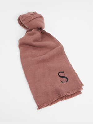 Asos Design Personalized Scarf With Initial S In Pink