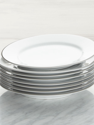 Aspen Grey Band Dinner Plates, Set Of 8