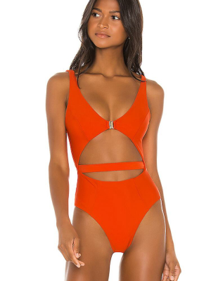 Active Cutout Trim V Neck One Piece Swimsuit