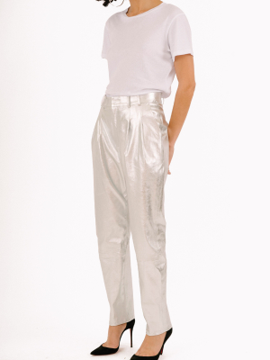 Metallic Silver Tailored Trouser