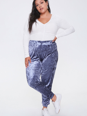 Plus Size Crushed Velvet Joggers