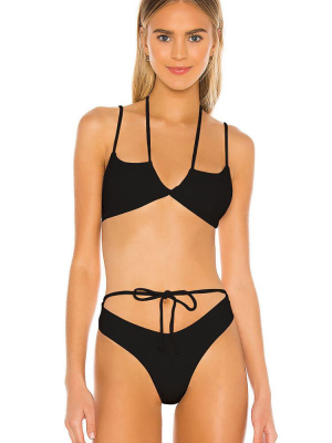 Versatile High Leg Self Tie Bikini Swimsuit - Two Piece Set