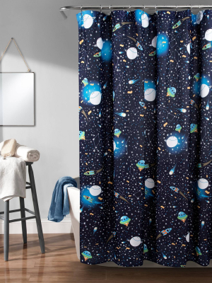 72"x72" Universe Shower Curtain Navy - Lush Décor