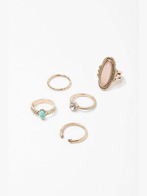 Faux Gem Ring Set