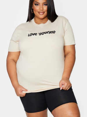 Plus Stone Love Yourself Slogan T-shirt