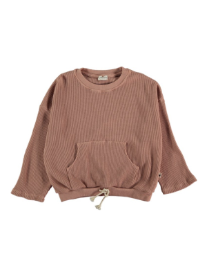 My Little Cozmo Sergi Organic Quadrille Kids Sweatshirt - Terra Cotta