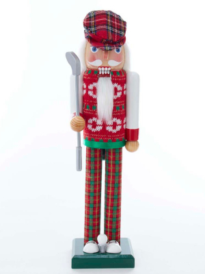 Kurt Adler 15" Red And Green Golfer Nutcracker