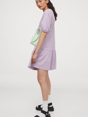 Puff-sleeved Jersey Dress