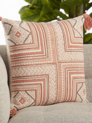 Saskia Tribal Pillow In Pink & Cream