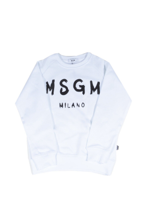 Msgm Kids Logo Print Crewneck Sweatshirt