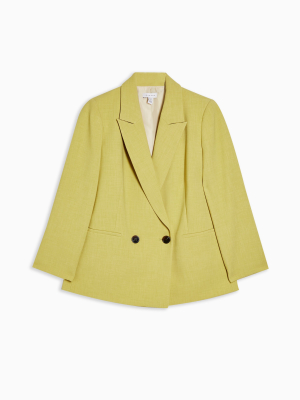 Petite Lime Green Marl Double Breasted Blazer