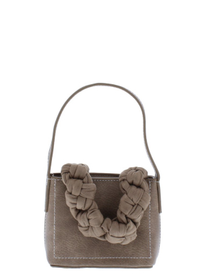 Perry054 Khaki Knotted Front Strap Mini Square Handbag