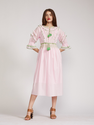 Daliah Tassel Cotton Dress In Pink By Cynthia Rowley