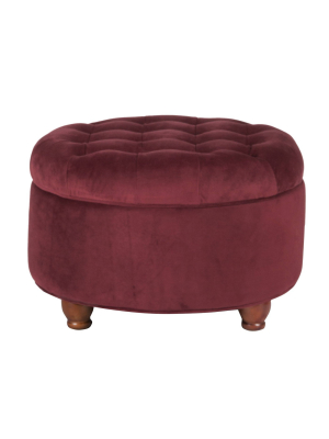 Velvet Upholste Wooden Ottoman With Tufted Lift Off Lid Storage Red - Benzara