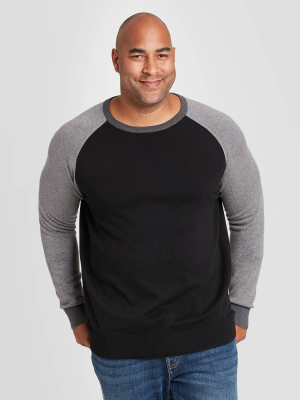 Men's Colorblock Big & Tall Regular Fit Crewneck Sweater - Goodfellow & Co™ Black