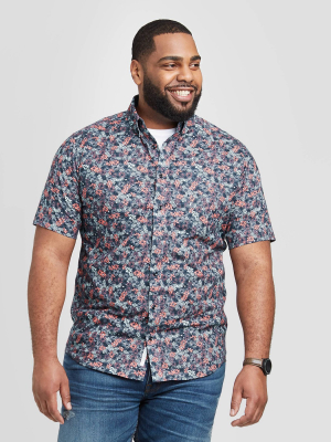 Men's Big & Tall Standard Fit Stretch Poplin Short Sleeve Button-down Shirt - Goodfellow & Co™