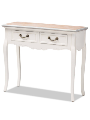 2 Drawer Capucine Two-tone Natural Whitewashed Oak And Finished Wood Console Table White - Baxton Studio