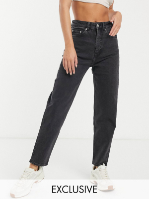 Weekday Lash Organic Cotton High Waist Mom Jean In Black