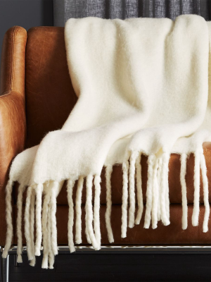 Marlee White Fringe Throw