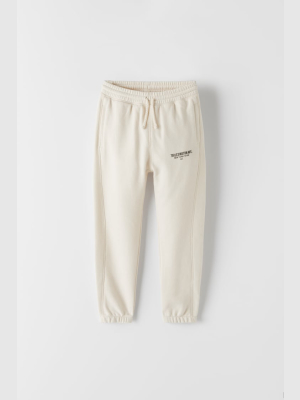 Text Detail Plush Pants