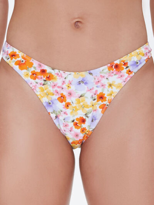 Floral Cheeky-cut Bikini Bottoms