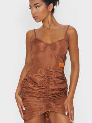 Prettylittlething Brown Shell Ruched Strappy...