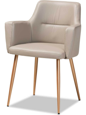 Macari Faux Leather Upholstered Dining Chair Beige/gold