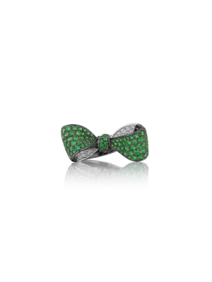 Bow Green Tsavorite & Diamond Ring - Mid