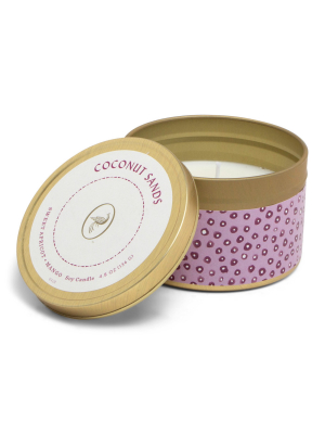 4.8oz Printed Tin Jar Candle Coconut Sands - Escape Collection - Opalhouse™