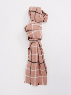 Asos Design Check Scarf In Camel