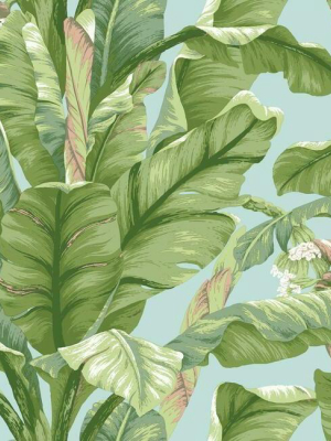 Banana Leaf Peel & Stick Wallpaper In Blue And Green By York Wallcoverings