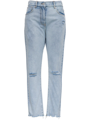 Msgm Raw Hem Ripped Jeans