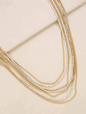 Perfect Strands Crystal And 18k Gold Plated Chain Necklace