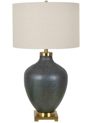 Liam Table Lamp, Black Pitted