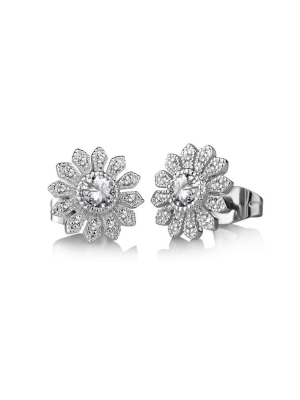 Flower Earrings Clear Stone