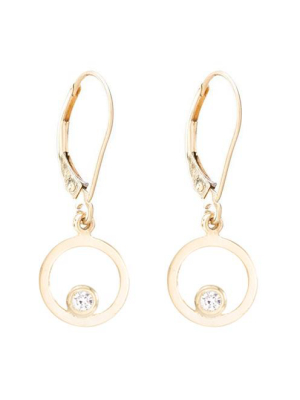 Open Circle Dangle Earrings With Diamond