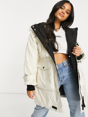 Sixth June Oversized Techy Padded Jacket With Faux Fur Hood