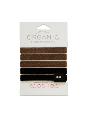 Kooshoo Plastic Free Organic Cotton Hair Ties - Black Brown