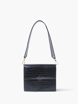 Faux Croc Leather Shoulder Bag