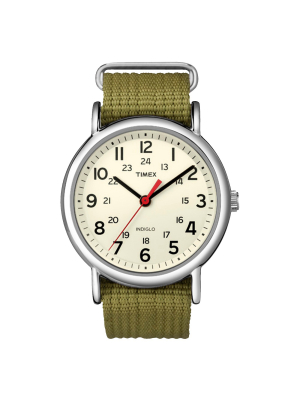 Timex Weekender Slip Thru Nylon Strap Watch - Green T2n651jt
