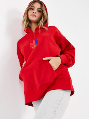 Adidas Originals Trefoil Three Stripe Hoodie In Red