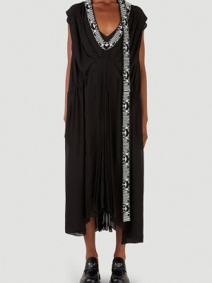 Prada Jacquard Trim Draped Midi Dress