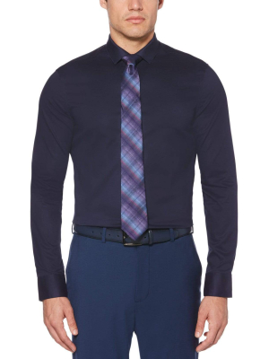 Very Slim Fit Non-iron Solid Navy Dress Shirt