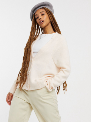 Asos Design Oversized Fluffy Cardigan In Cream