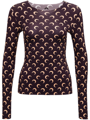 Marine Serre Crescent Moon Motif Long-sleeve Top