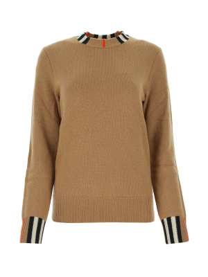 Burberry Icon Stripe Trim Knit Sweater