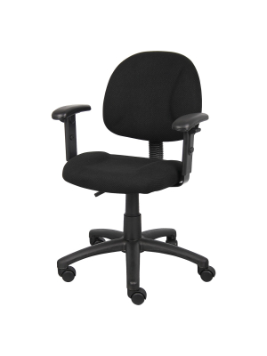 Deluxe Posture Chair With Adjustable Arms Black - Boss Office Products