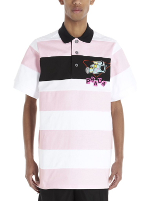 Prada Graphic Printed Striped Polo Shirt